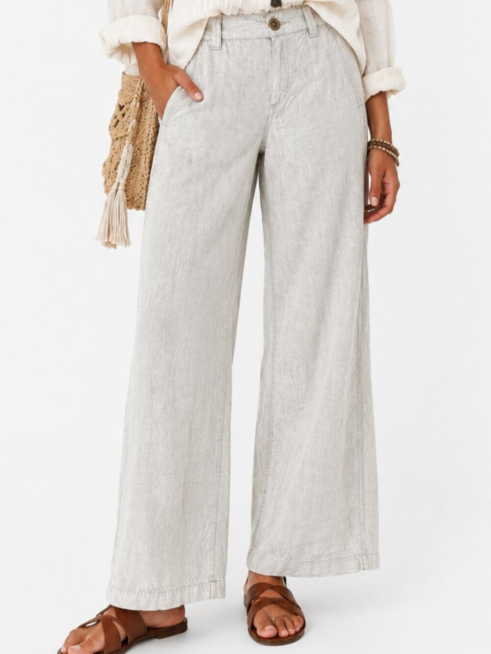 ANTHROPOLOGIE Pilcro Linen Blend Relaxed Wide Leg Pants Size 0 EUC